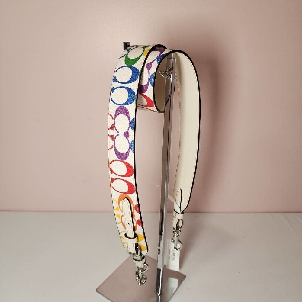 NWT Coach CJ952 Strap Rainbow Signature Canvas Pride Collection 2023 Chalk